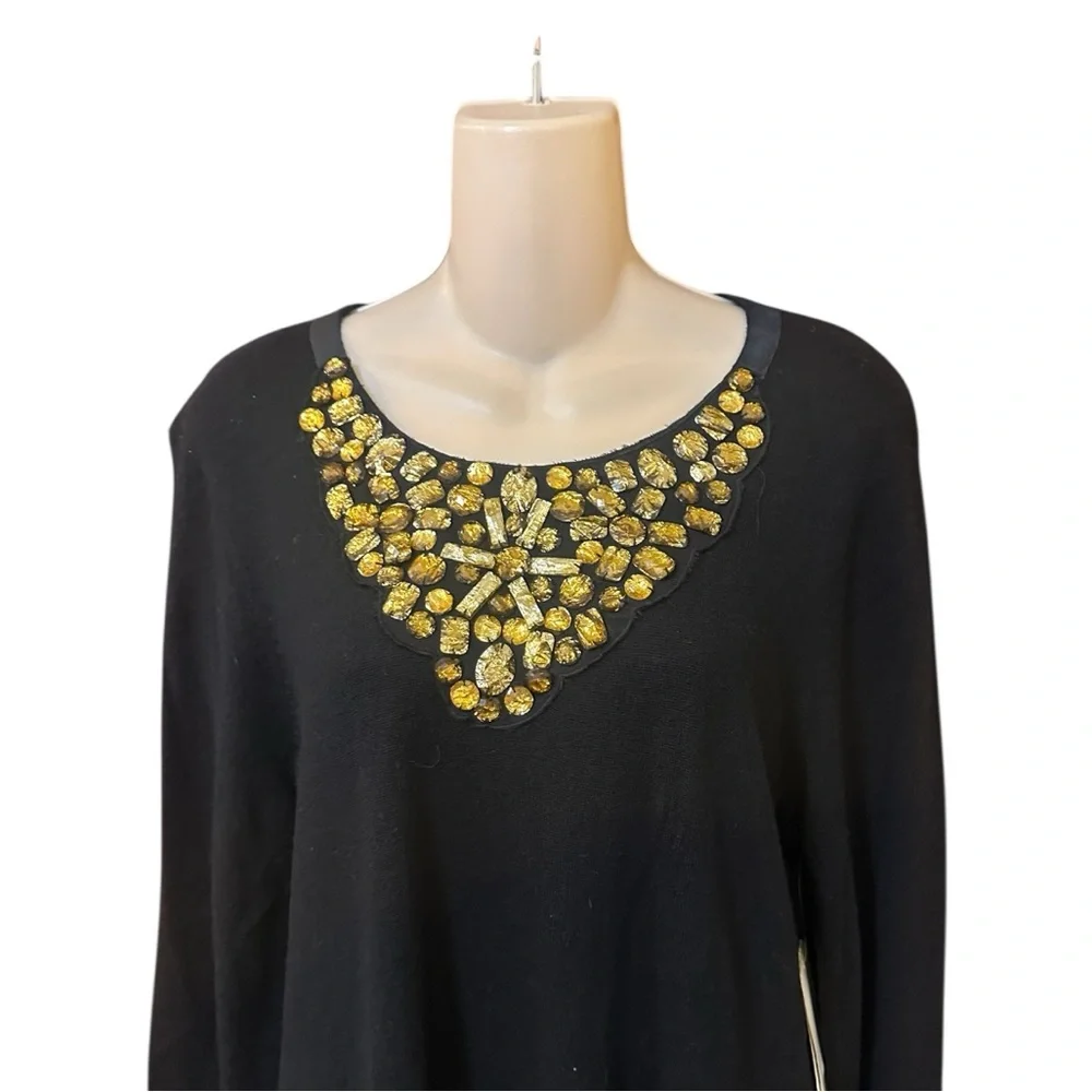 Reba Black jeweled front sweater NWT‎
